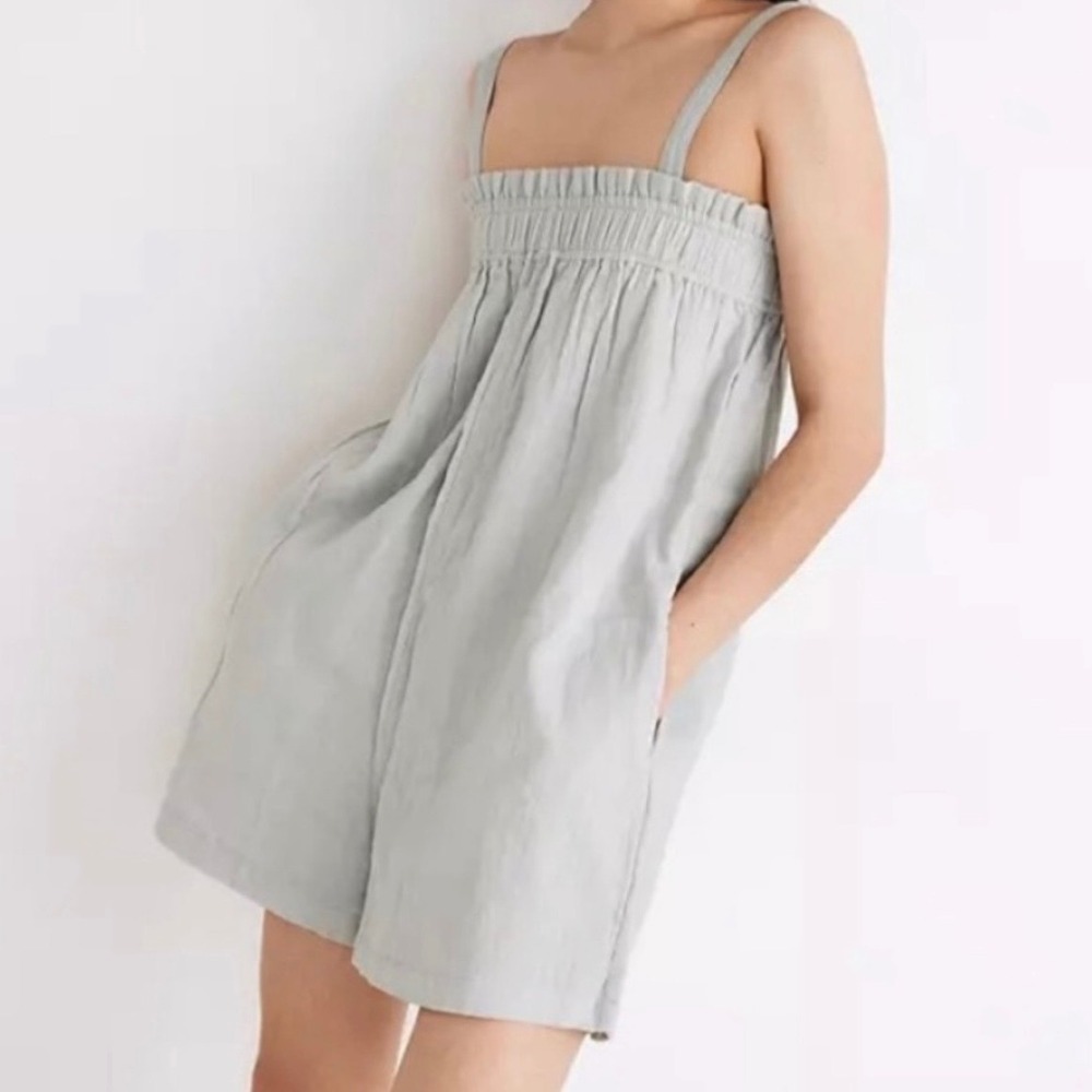 Laude The Label Thea Romper Women's Size XL Light Sage Green 100% Cotton